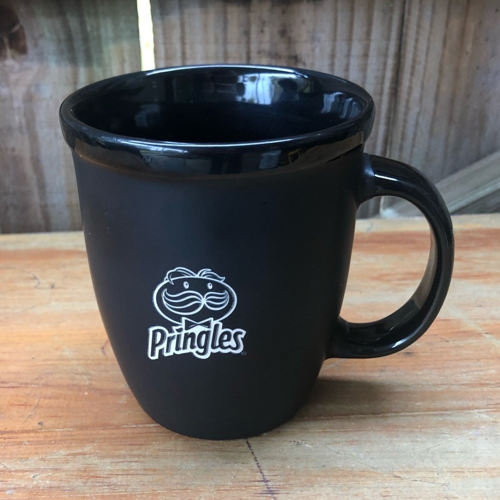 Pringles Logo Matte Black & White Etched 12oz Coffee Mug